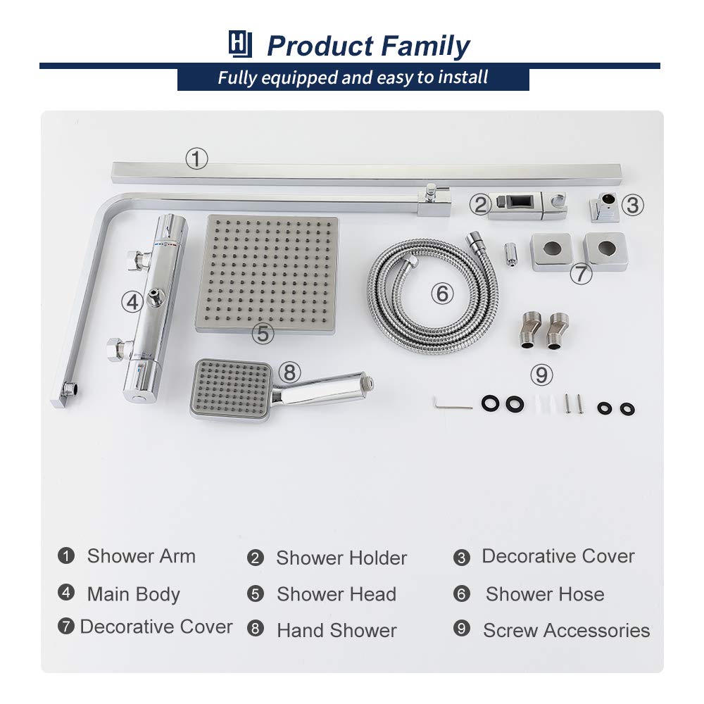 HOMELODY Shower Set Thermostatic 40℃ Mixer Shower Thermostatic with 8