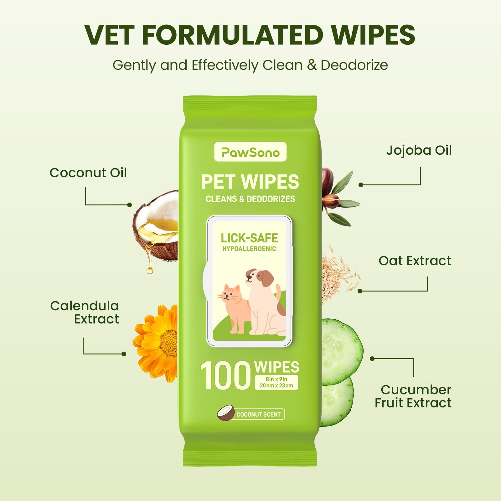 Hypoallergenic Pet Wipes for Dogs & Cats – Quick Clean & Deodorize Paws, Butt, Eyes, Ears, Face & Fur | Daily Grooming After Walks and Between Baths | Extra Large & Thick | Coconut Scented, 400 Count - image 4