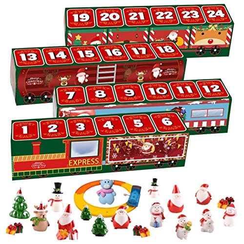 pologmase Calendrier de l'Avent Miniature Ornements de Noël - Figurines de Noël Miniatures Calendrier Compte à rebours 24 Jours - Ornements de Micro Paysage de Noël pour la décoration de la Maison du Cover