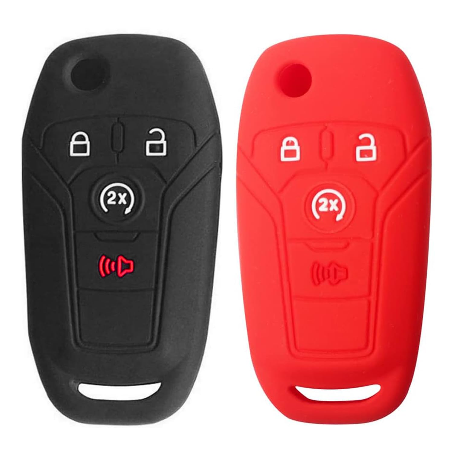 SOLIFEGOBLE 2pcs Car Remote Key Cover,Silicone Car Remote Key Fob Cover Case for Ford F-250 F-350 Fusion Fiesta Mustang Explorer Skin Jacket 4 Buttons