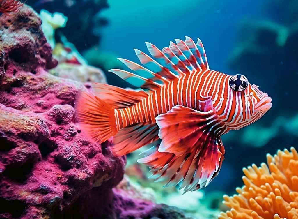 Ravensburger Colorful Animals - Red Lionfish - 500 Piece Jigsaw Puzzle | Exotic Marine Beauty | A Striking Puzzle Experience for Ocean Enthusiasts