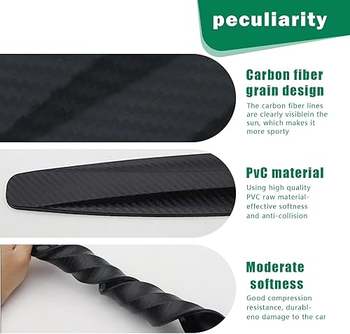 Miniatura 3 de 2 tiras anticolisión para parachoques de automóvil, 15.7 x 1.9 pulgadas, fibra de carbono de PVC, resistente al desgaste, antiarañazos, decoración
