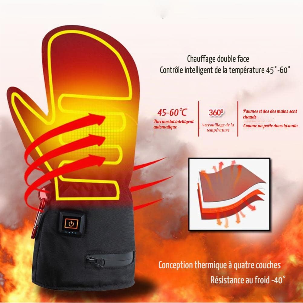 Gants chauffants pour femme avec écran tactile, gants thermiques rechargeables antidérapants avec doublure en polaire, gants thermiques d'hiver pour cyclisme et ski Akemaio Gants chauffants