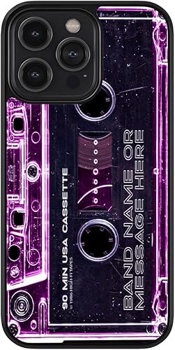 Cassette Tape Clear Pink Personalized Black Rubber Phone Case Compatible with Apple iPhone 15 Pro Max Plus, 14 Pro Max Plus, 13 Pro Max Mini, 12 Pro