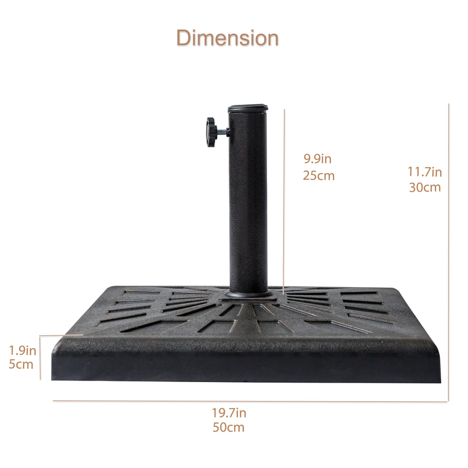 C-Hopetree 19 kg Heavy Duty Square Base Stand for Outdoor Patio Market Table Garden Parasol Umbrella, Bronze - Image 4
