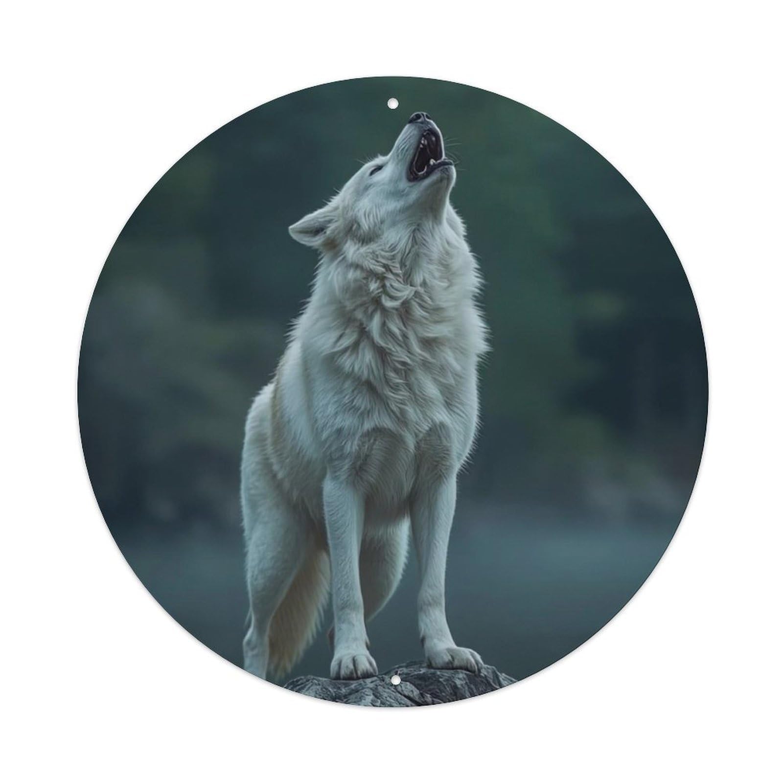 Cwbufd Vintage Style Wildlife Arctic Wolf Howling Northern Wilderness Nature Landscape Vintage Metal Tin Sign Plaque Wall Decor For Cafe, Club Bar, Office, Garden Metal Poster 8X8inch