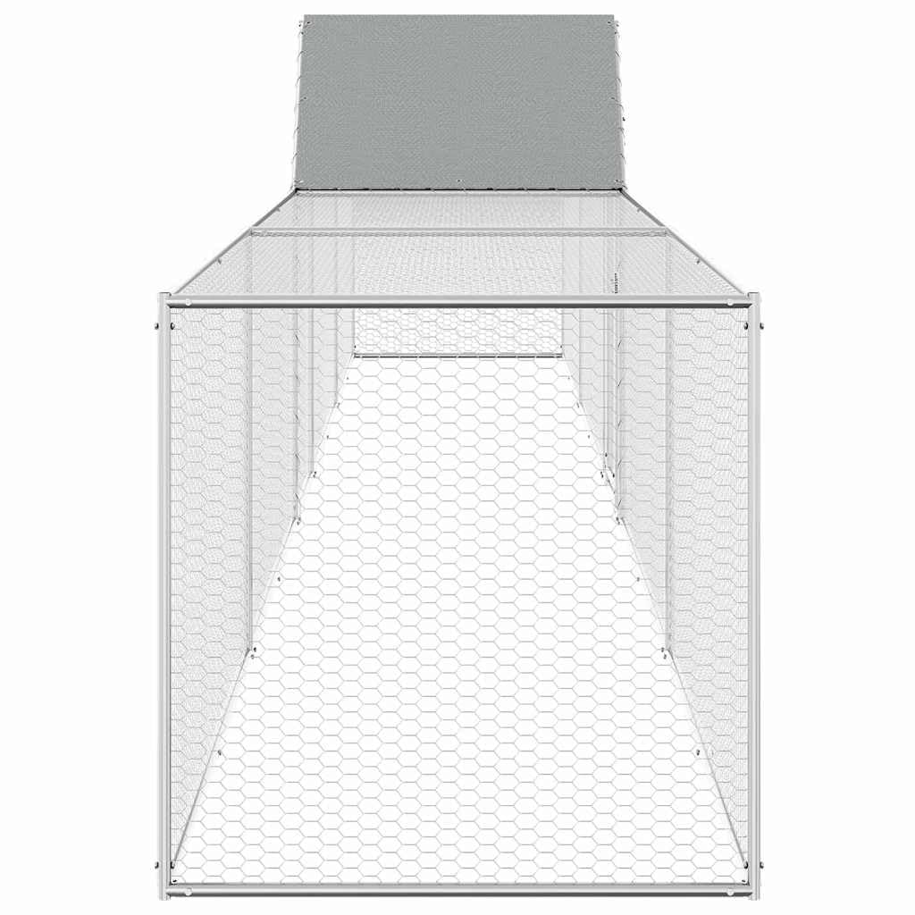 Gallinero de 9 x 1 x 1,5 m, acero galvanizado, gran recinto para gallinas, con puerta con cerradura y rejilla de alambre, para aves de corral, pollos, patos y gansos, color plateado