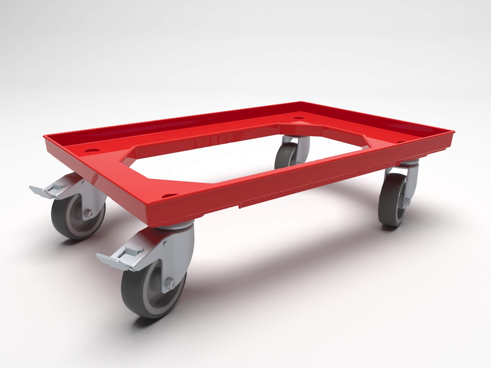 Solent Plastics 600 X 400 Braking Heavy Duty Euro Plastic Stacking Container Dolly (3)