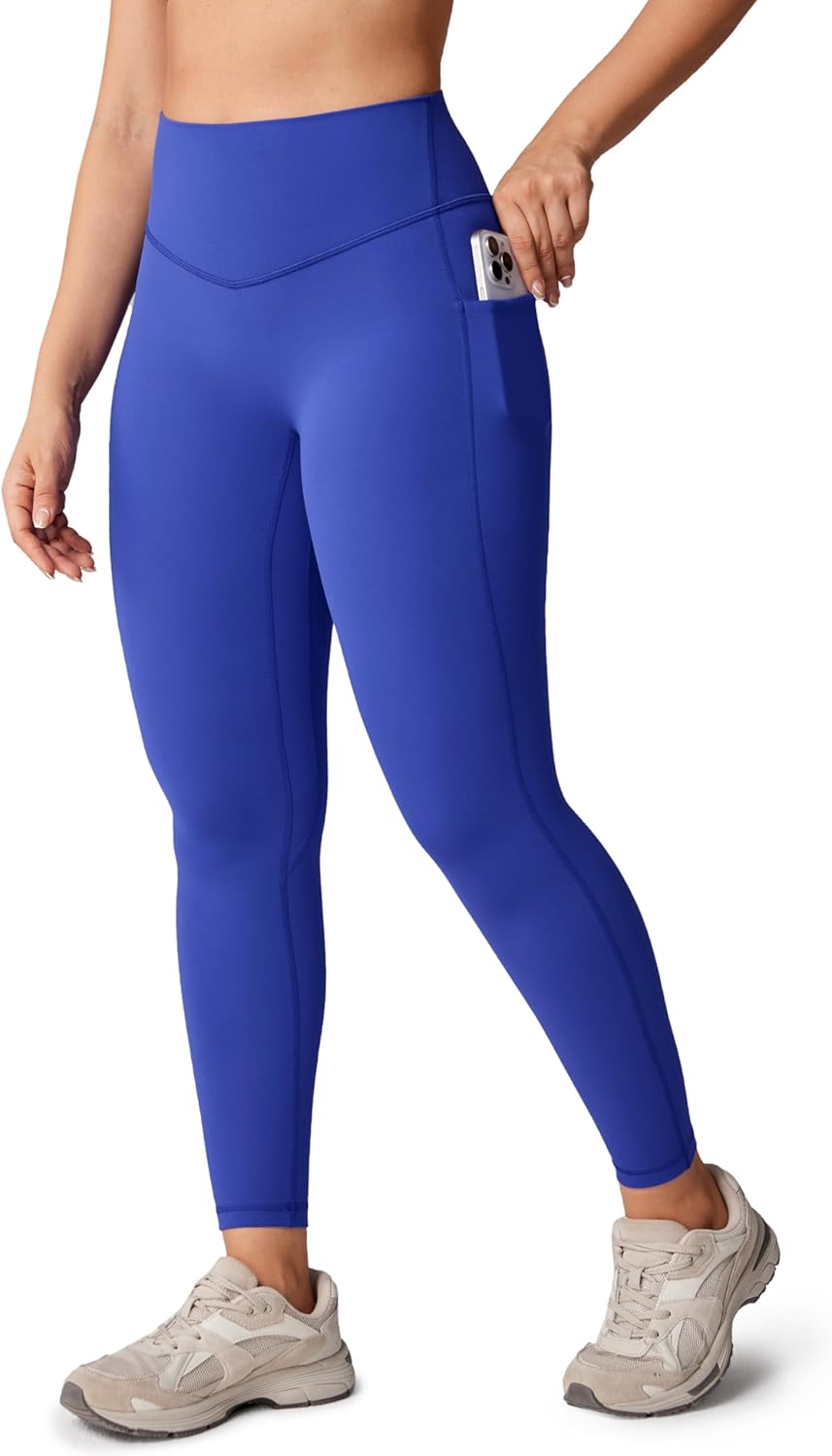 UNISSU Hugcurve No Front Seam High Waisted Workout Leggings with Pockets for Women Buttery Soft Yoga Pants Gym Tights - 25''