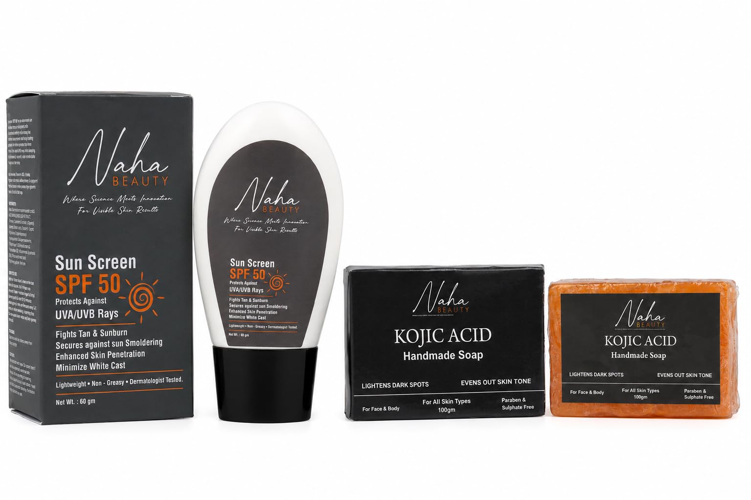 Skin Perfecting Combo – Kojic Acid Handmade Soap (100g) + SPF 50 PA+++ Sunscreen (60g)-image-10