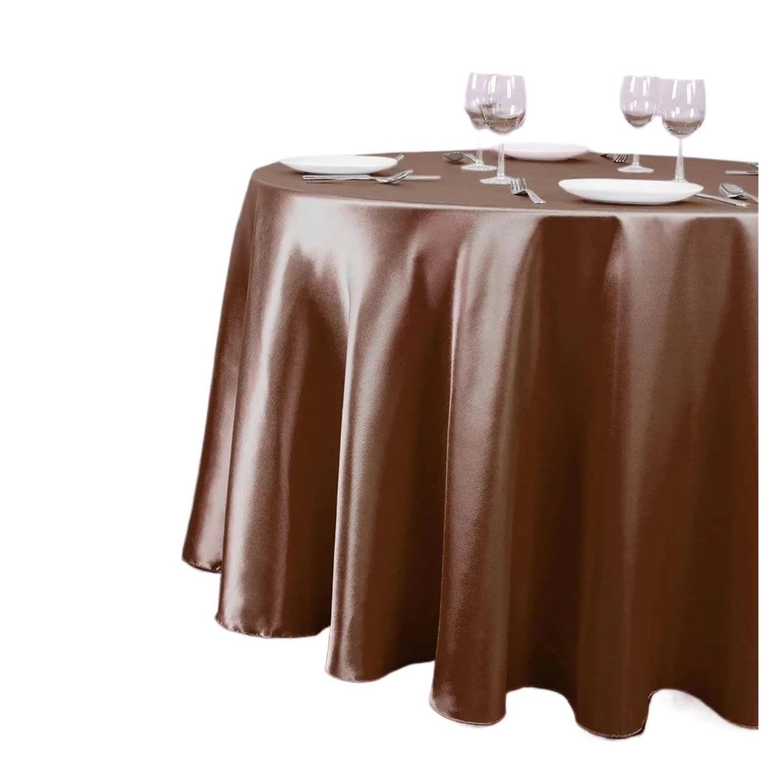 LuMOUzhou Reusable Rectangle Satin Tablecloth Round Satin Tablecloth Multicolor 145CM(Coffee)