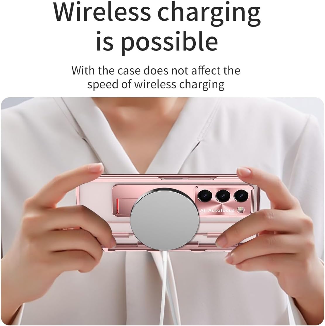 for Samsung Galaxy Fold 6 Case with S Pen, with Screen Protector Case, [Transparent Case Covers] Slim Thin Phone Cover Full-Body Protective Fold 6 Case with Wireless Charging(Rose Gold)