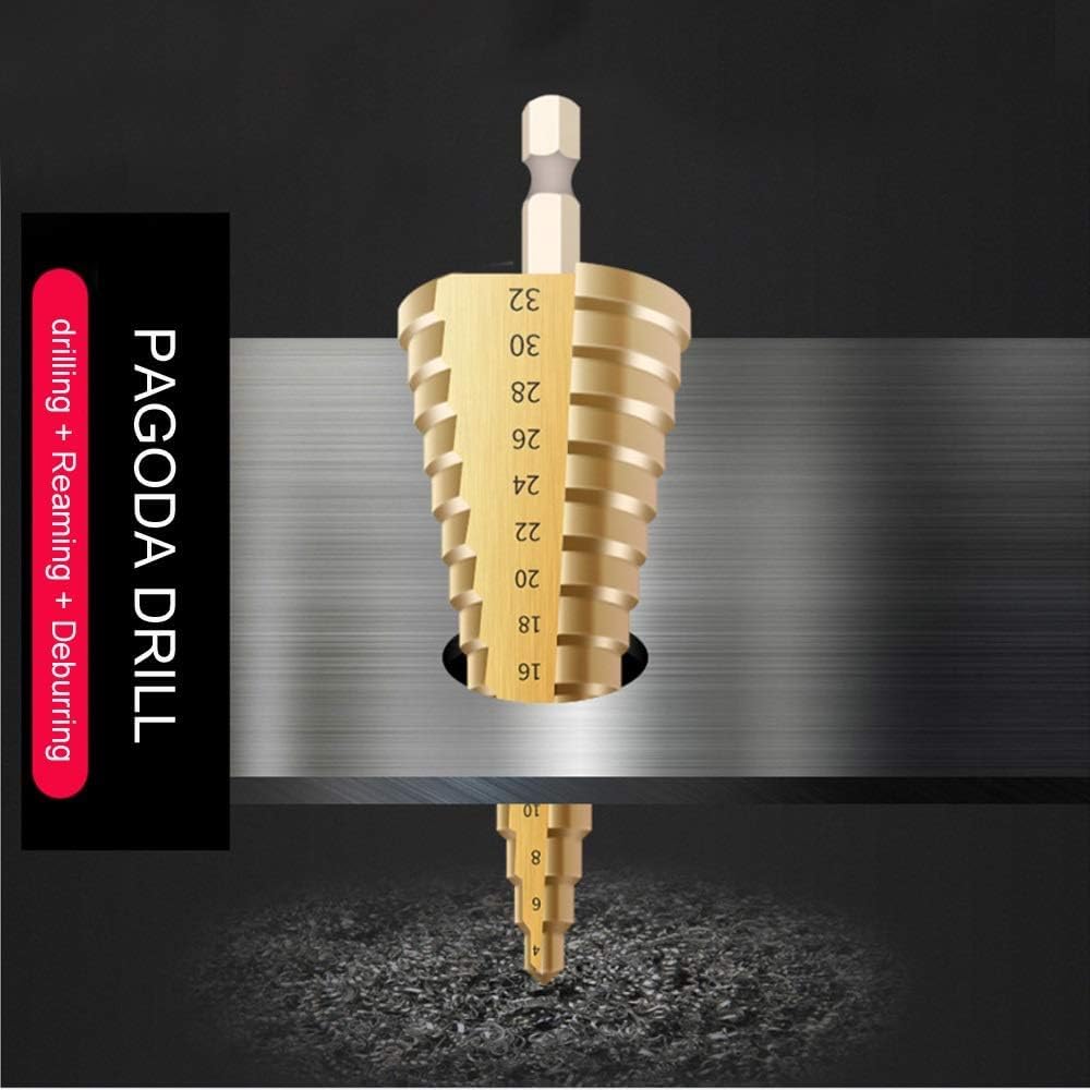 Broca escalonada, Brocas for metal, Broca escalonada de carburo HSS Broca escalonada recubierta de titanio Herramientas eléctricas de perforación for metal Cortador de agujeros for madera de acero de