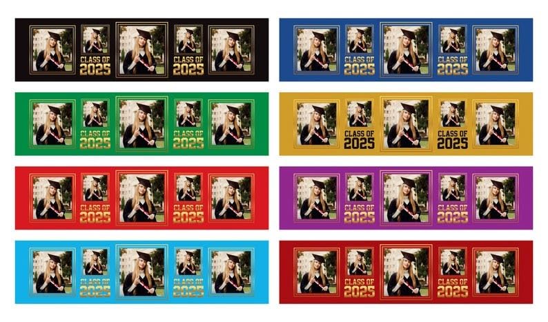 Voila Print 25 Pcs Custom Photo Graduation 2025 Water Bottle Labels, Personalized Class of 2025 Grad Party Decorations for Table, Waterproof Grad Favors, VP2807