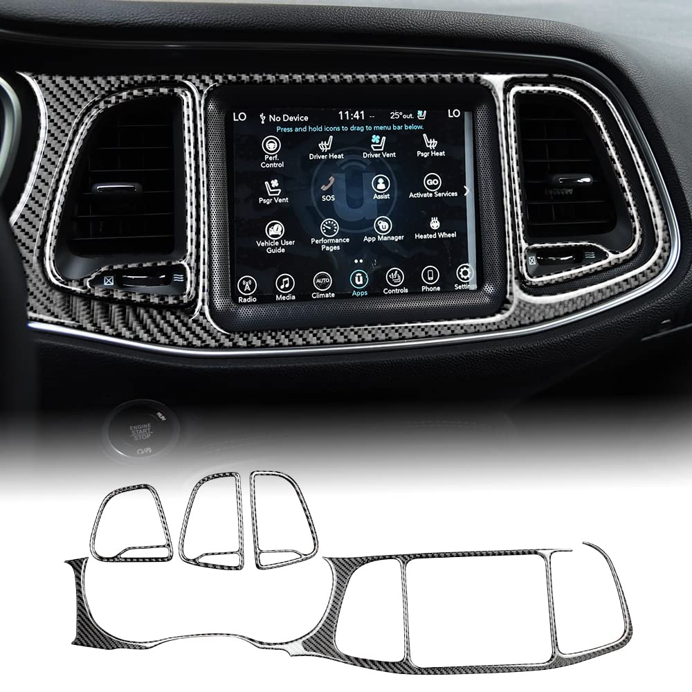 KUNGKIC Telaio del volante dell'auto in fibra di carbonio Telaio del pulsante del volante Adesivo decorativo interno compatibile con FIAT 500 Abarth 595 2008-2023 Accessori, nero