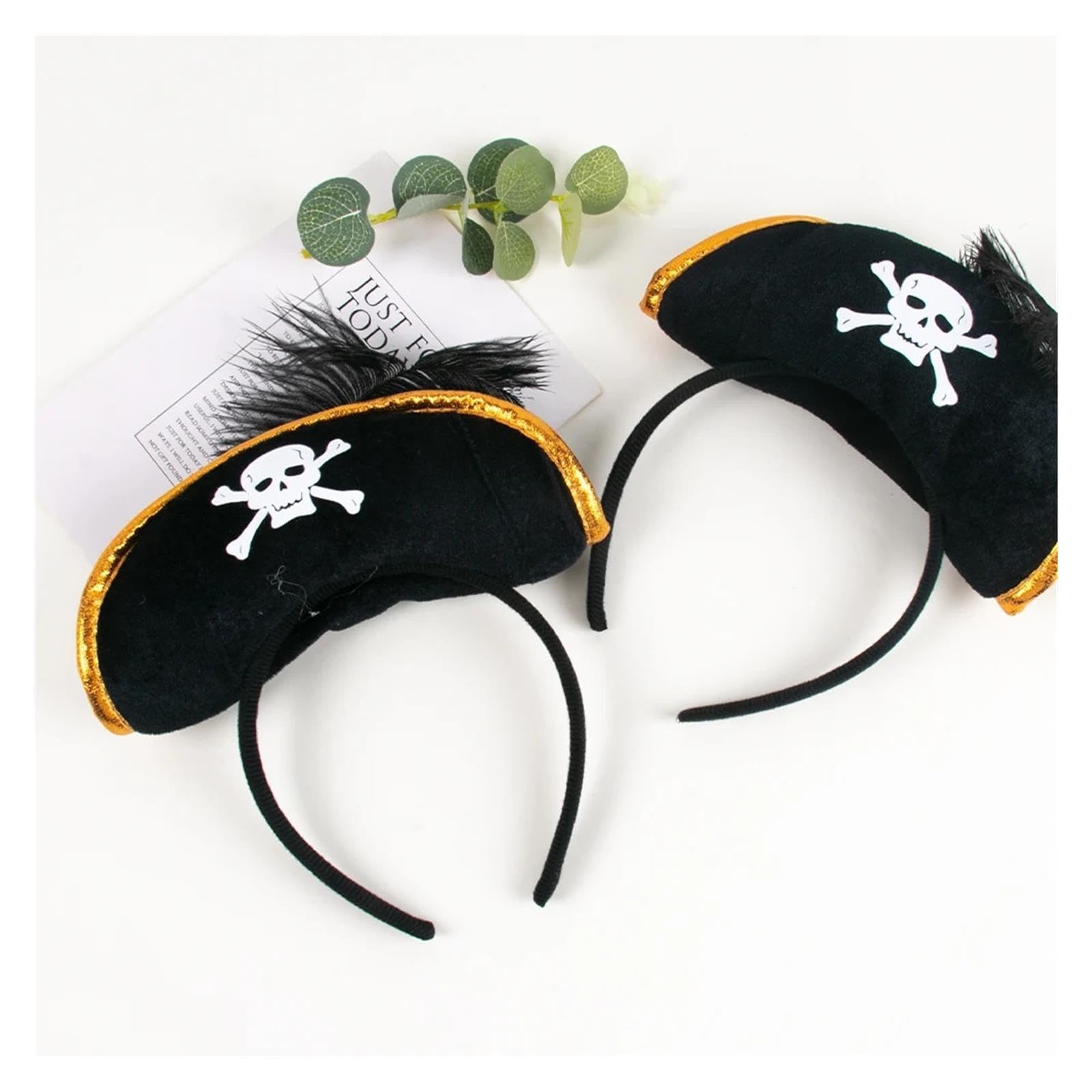 Set 1/2 chapeau pirate tête de mort et cache-œil Halloween