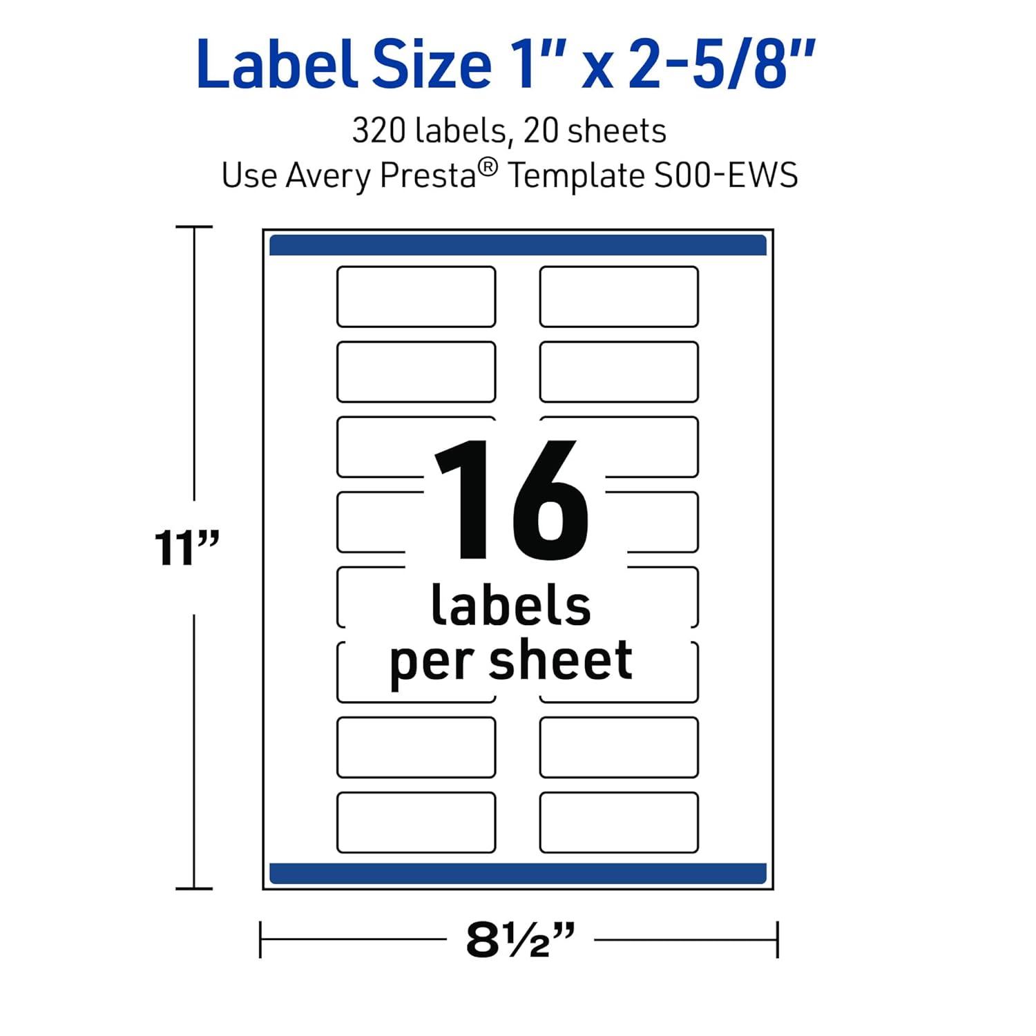 Avery Printable Rectangle Address Labels, 1" x 2-5/8", Matte White, Pre-Printed Gold Lace Trim Design, Sure Feed Technology, Laser & Inkjet Compatible, 320 Total