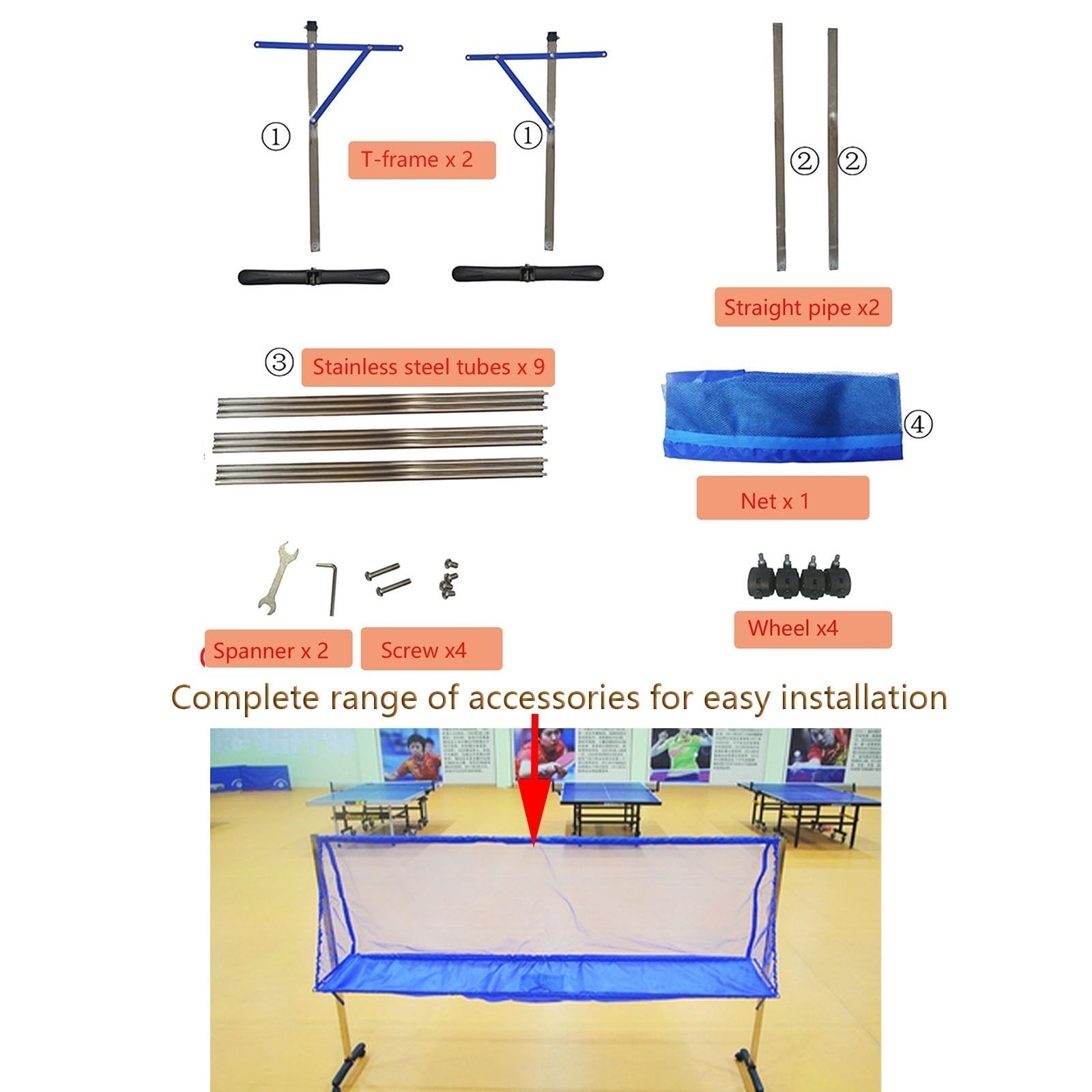 Red rodante para atrapar pelotas de ping-pong, accesorios de práctica de ping-pong para interiores y exteriores, herramienta de entrenamiento para ejercicios con varias pelotas, fácil de montar