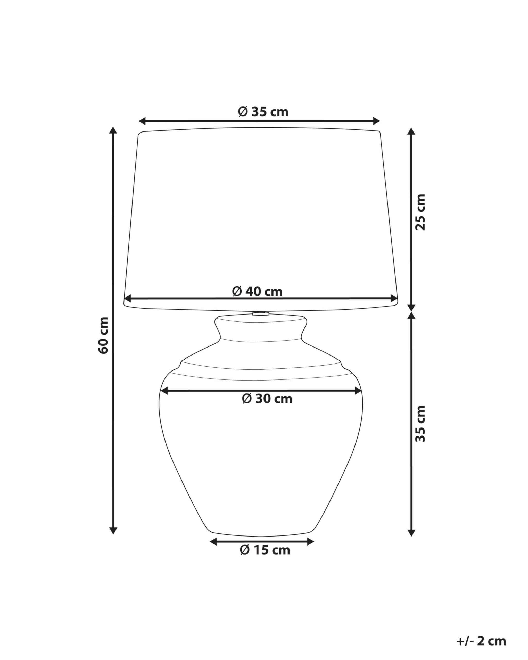 Beliani Tischlampe mit Keramikfuß hellbeige Steinoptik 60 cm Lampenschirm weiß Caine