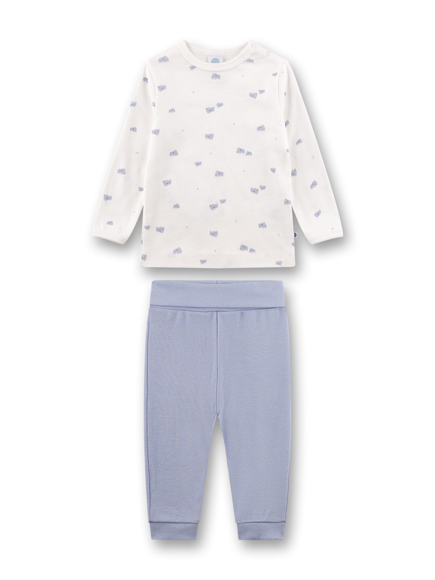Sanetta Jungen-Schlafanzug blau Mammut aus Nicki | Nachhaltiger und bequemer Schlafanzug aus Nicki für Jungen.