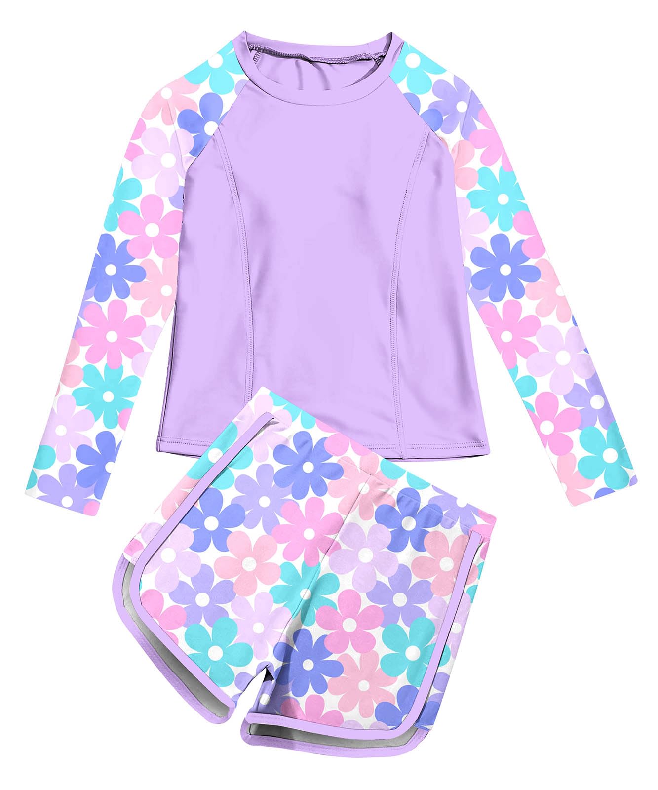 Vogseek Girls Rash Guard Swimsuits 2 Piece Bathing Suit Size 7-14T