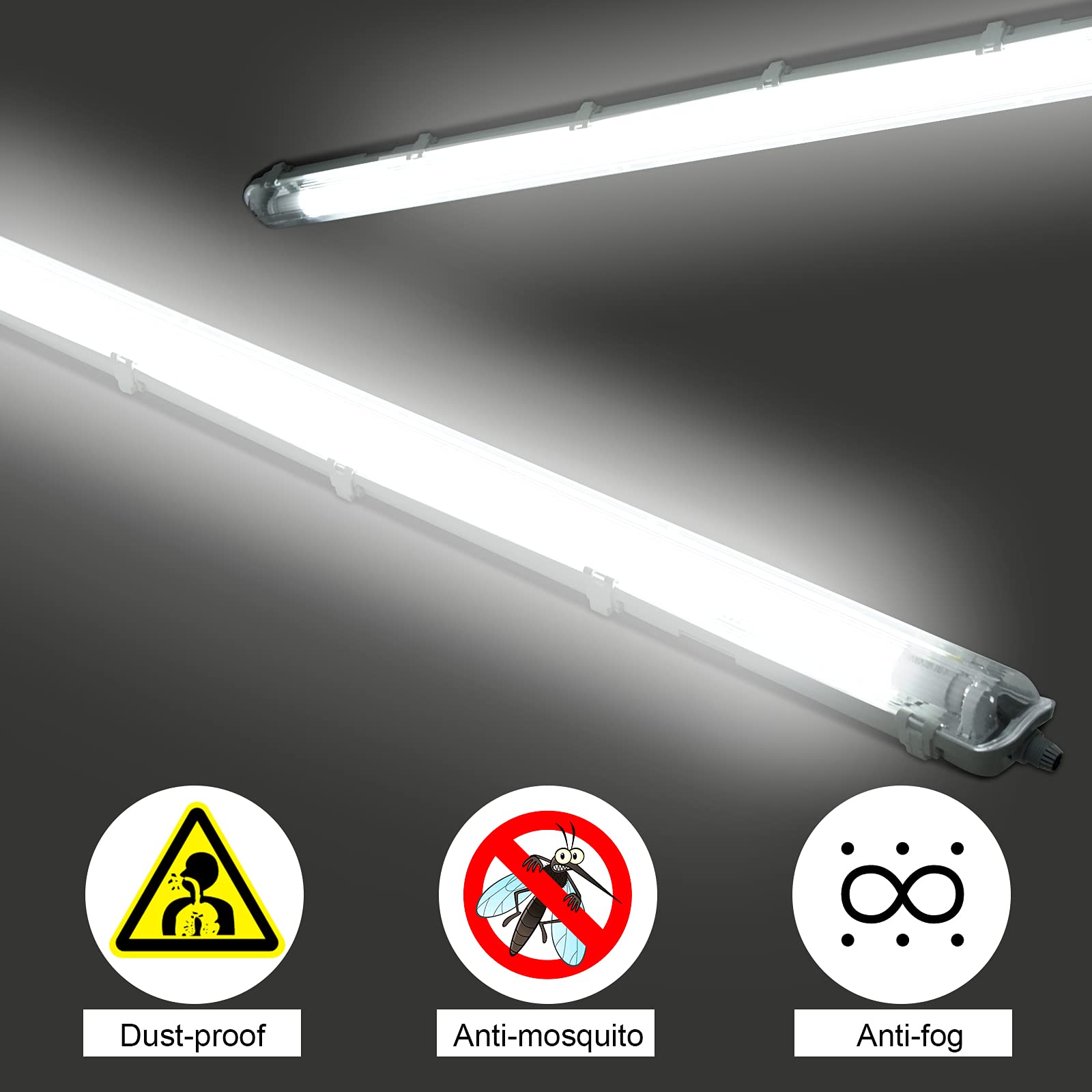 Neon Led Garage Plafonnier LED Pièce Humide Lumière 120cm Plafonnier 36w Ip65 Tube Fluorescent 5000k Néon Led