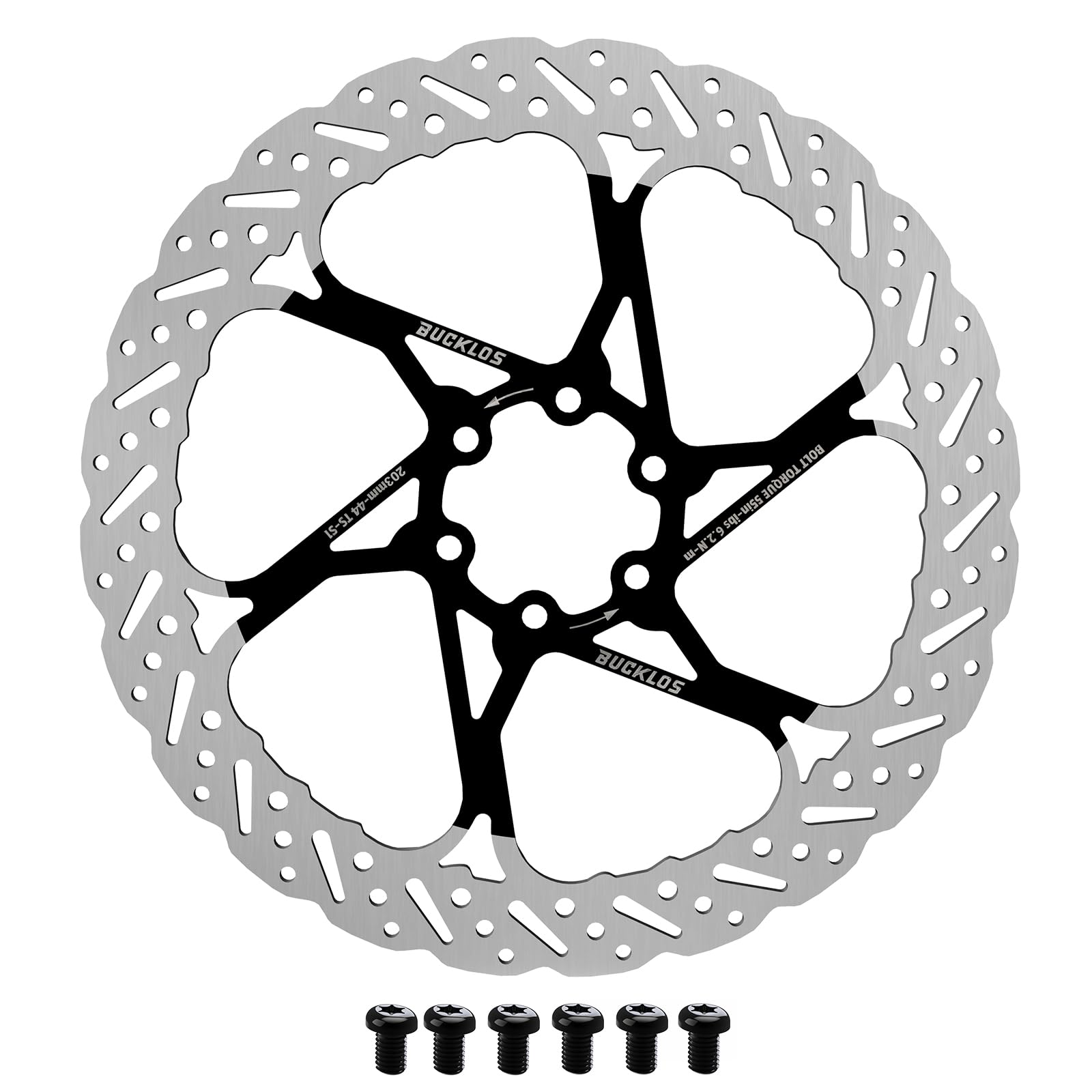 Bike Disc Brake 203mm Stainless Steel Bicycle Rotors with 6 Pcs Screws