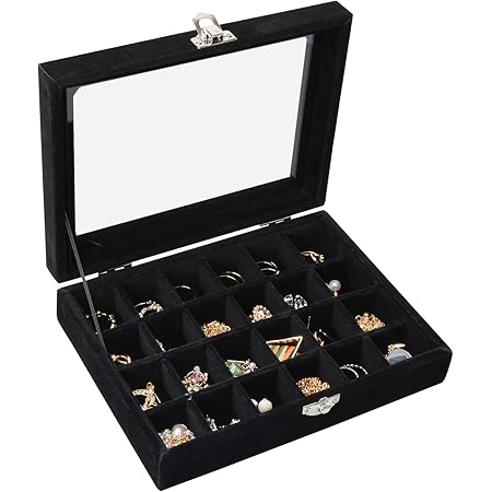 Juvale Black Jewelry Display Tray With Velvet Lining For Gemstones, Rocks, 24 Slots, 14 X 9.5 X 2 In - Foto 5