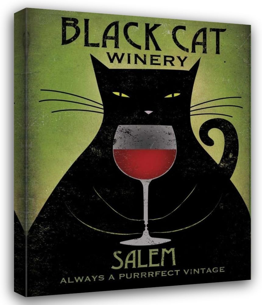 Fowler, Ryan 15x18 Black Modern Framed Art Print Titled Black Cat Winery Salem