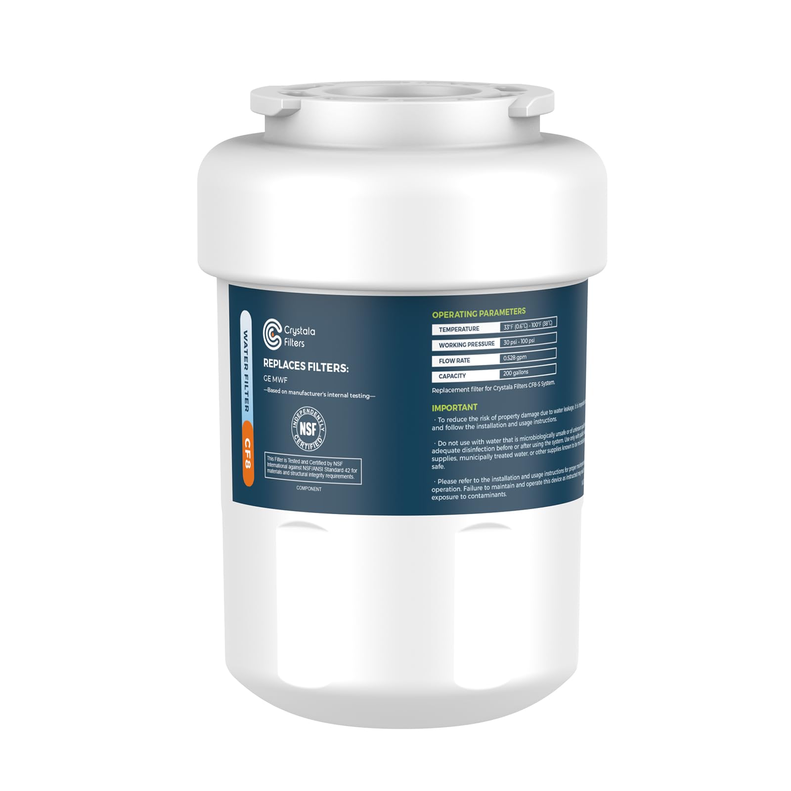 AQUACREST MWF Filtro acqua Frigorifero, Sostituzione per General Electric GE® SmartWater MWF, MWFA, MWFP, GWF, GWFA, GWF01, 101057A, 101300A (3