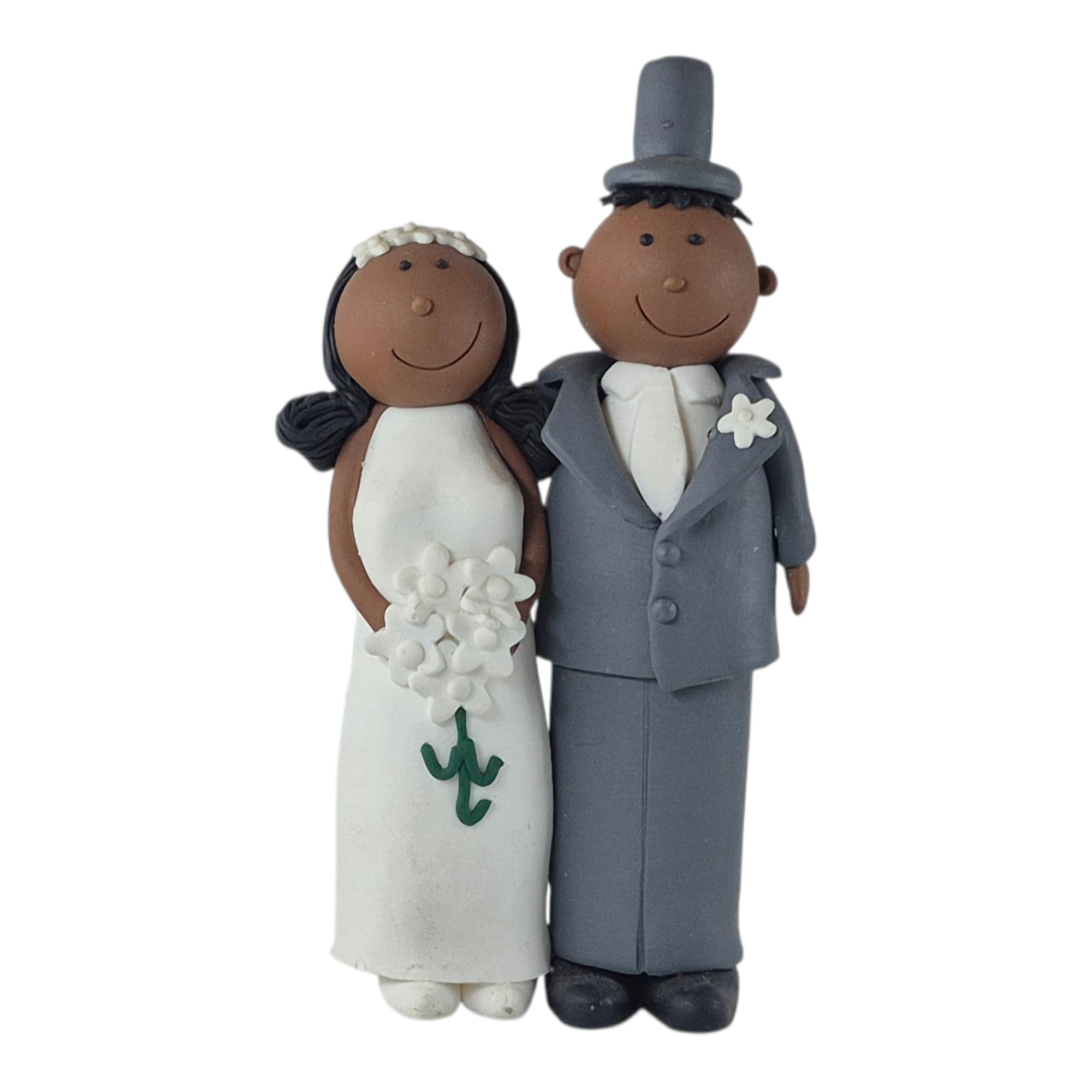 Claydough Bride & Groom Wedding Cake Topper - Mix & Match Hair Colours - Mr & Mr, Mrs & Mrs or Mr & Mrs Couples - 120mm high - Lightweight Wedding Cake Decoration (Bridge and Groom - Black)