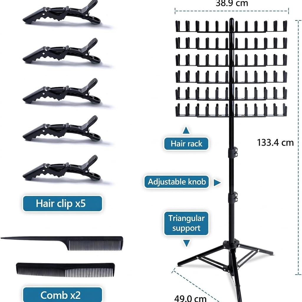 HoldOneLight Verstellbarer Haarständer für Flechtfrisuren, Perückenständer mit 144 Stiften für Friseure und Flechter, Halter für Haarverlängerungen (Weiß)