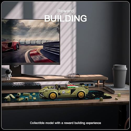 Miniatura 4 de Mould King Speed Champion - Juegos de construcción de autos de carreras con vitrina acrílica Lamborghini Sina Super Car 27003 Kit de construcción