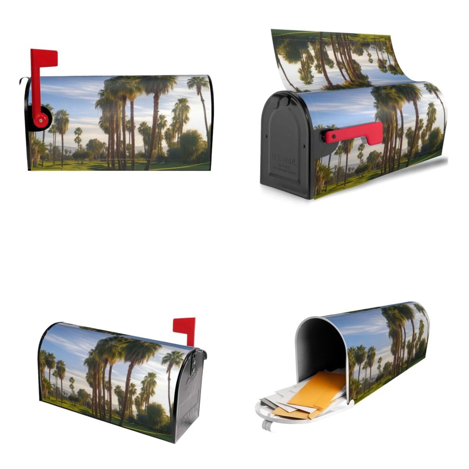 Palm Tree Golf Course Mailbox Covers Magnetic Wraps Post Letter Box Cover Garden Home Decor 25.5x21 in
