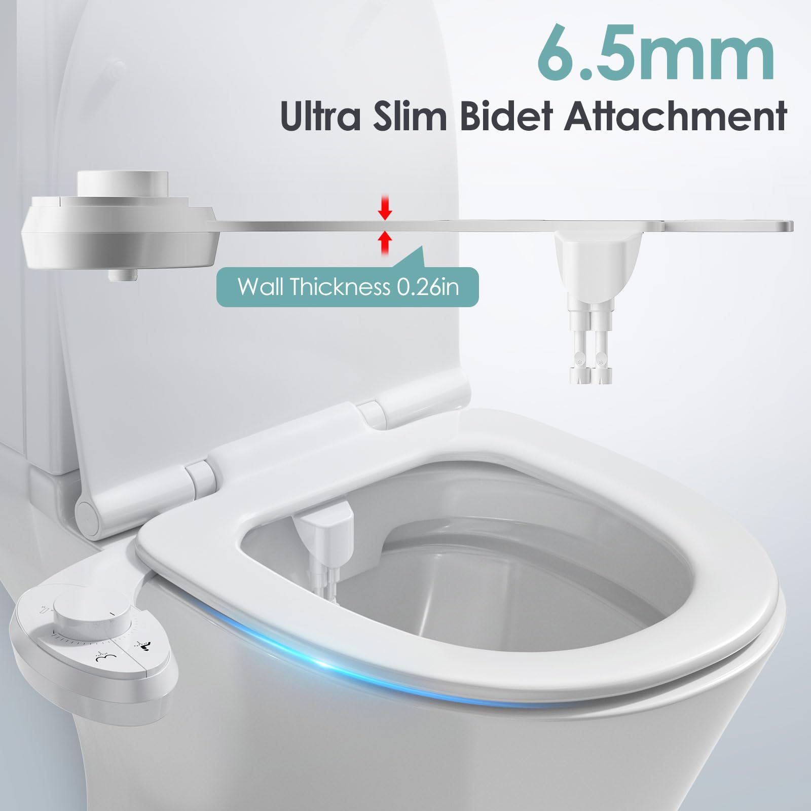 Bidet Portatil para WC,Bidet para WC No Eléctrico Ultrafino y Bidet para Doble Boquilla Retráctiles Autolimpiables,Ajustable de Agua Bidé Accesorio para Inodoro