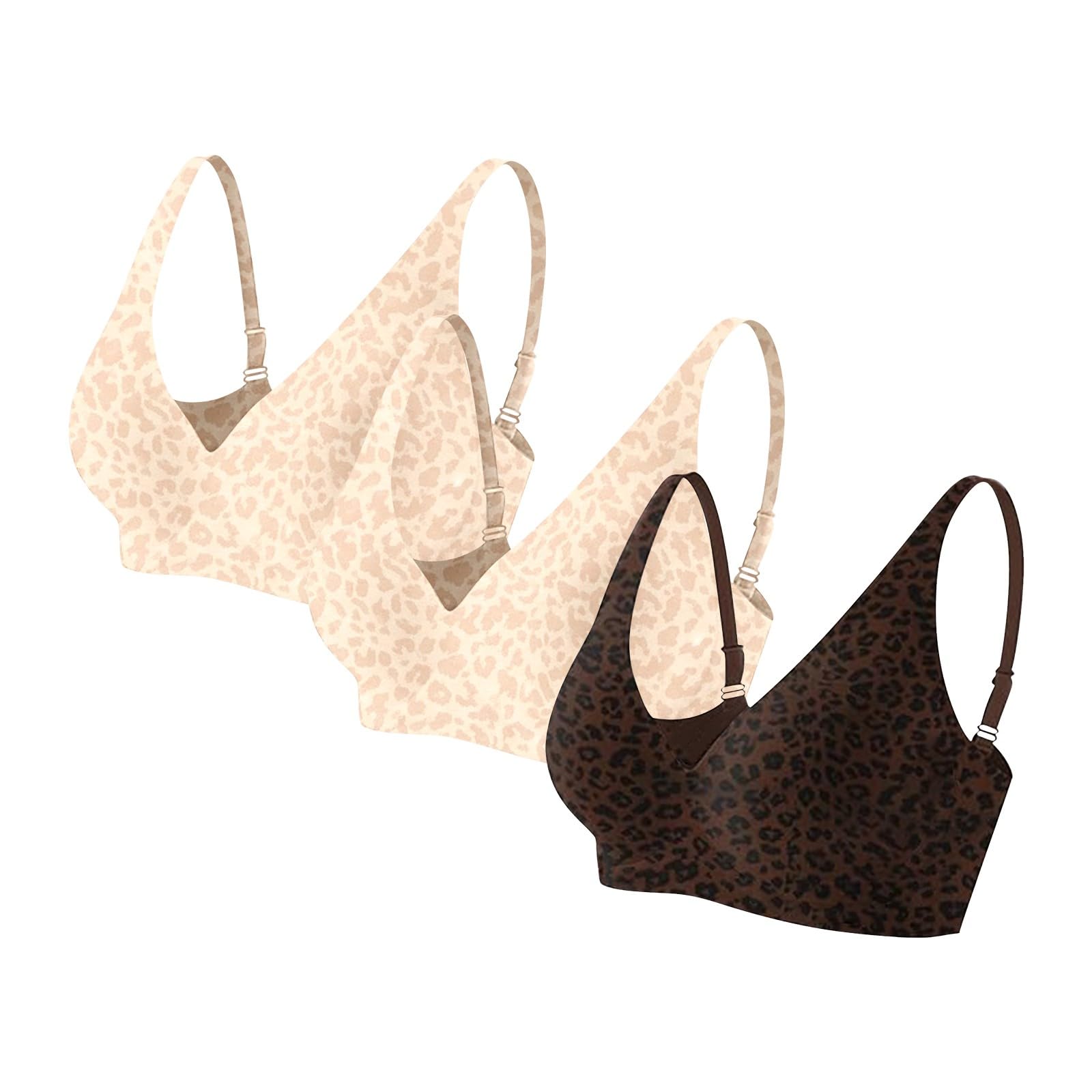 Générique Lot de 3 Soutiens-Gorge Femme sans Armature Push Up Rembourré Brassière Col en V Bralette Doux Anti-affaissement Taille Normale et Grande Couleur Unie sous-Vêtements
