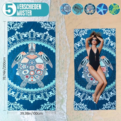 Aonext Strandhandtuch Groß, Mikrofaser Handtuch 100x200cm, Strandtücher Sandfest, Kompaktes und Schnelltrocknendes Saunatuch XXL, Reisehandtuch für Strand, Gym, Travel, Strand, Sauna