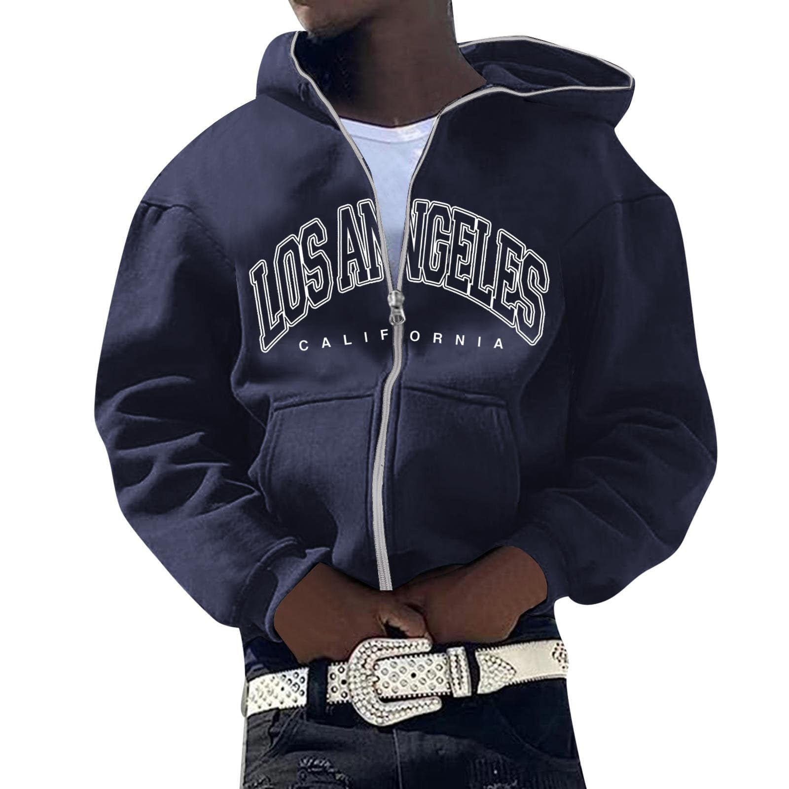 Felpa con cappuccio unisex con ricamo, cardigan leggero per il tempo libero, per uomo e donna, stile urbano europeo e americano, ideale per look hip hop e tutti i giorni, misto cotone traspirante