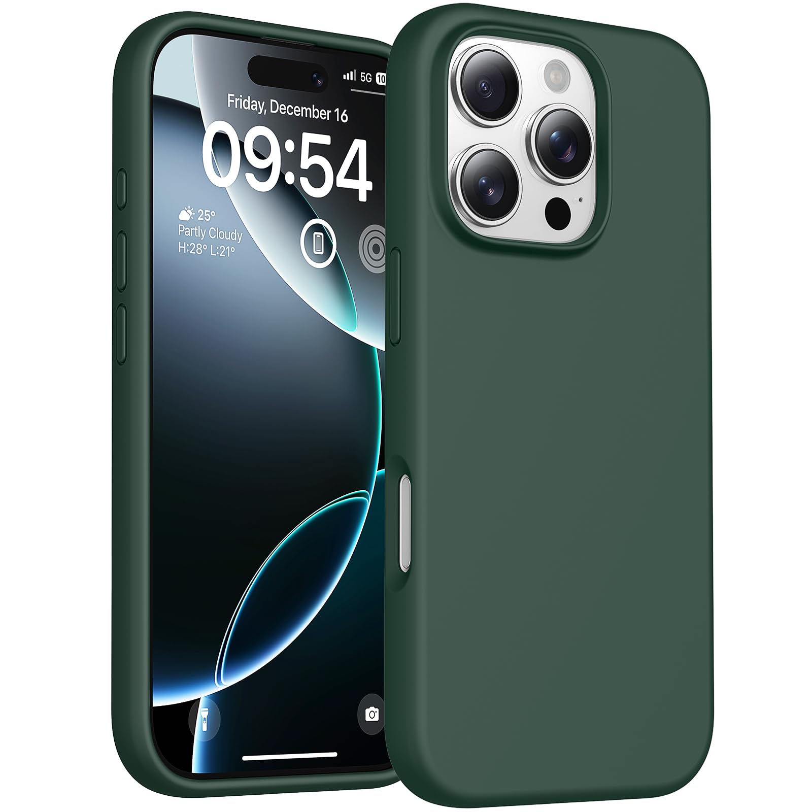 TOCOL für iPhone 16 Pro Hülle Silikon, Stoßfest rutschfest Anti-Fingerabdruck Kratzfest Handyhülle für iPhone 16 Pro Case, Alpingrün