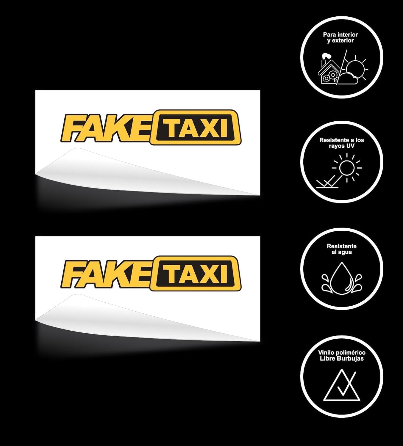 COPPIA DI ADESIVI 2 FAKE TAXI PER AUTO MOTO SCOOTER QUAD MOTOCROSS ADESIVO IN VINILE GIALLO E NERO JDM TUNING STICKERBOMB - 4