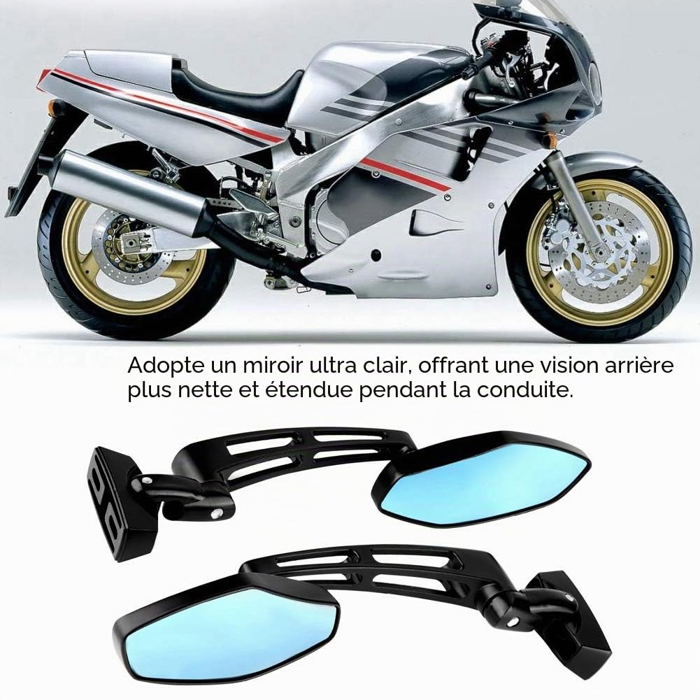 Qiilu 2 pièces Rétroviseur, Rétroviseur de Course de Moto Modifié Miroirs Latéraux pour CBR 600 / Ninja 250 500 / FZR YZF 600 600R