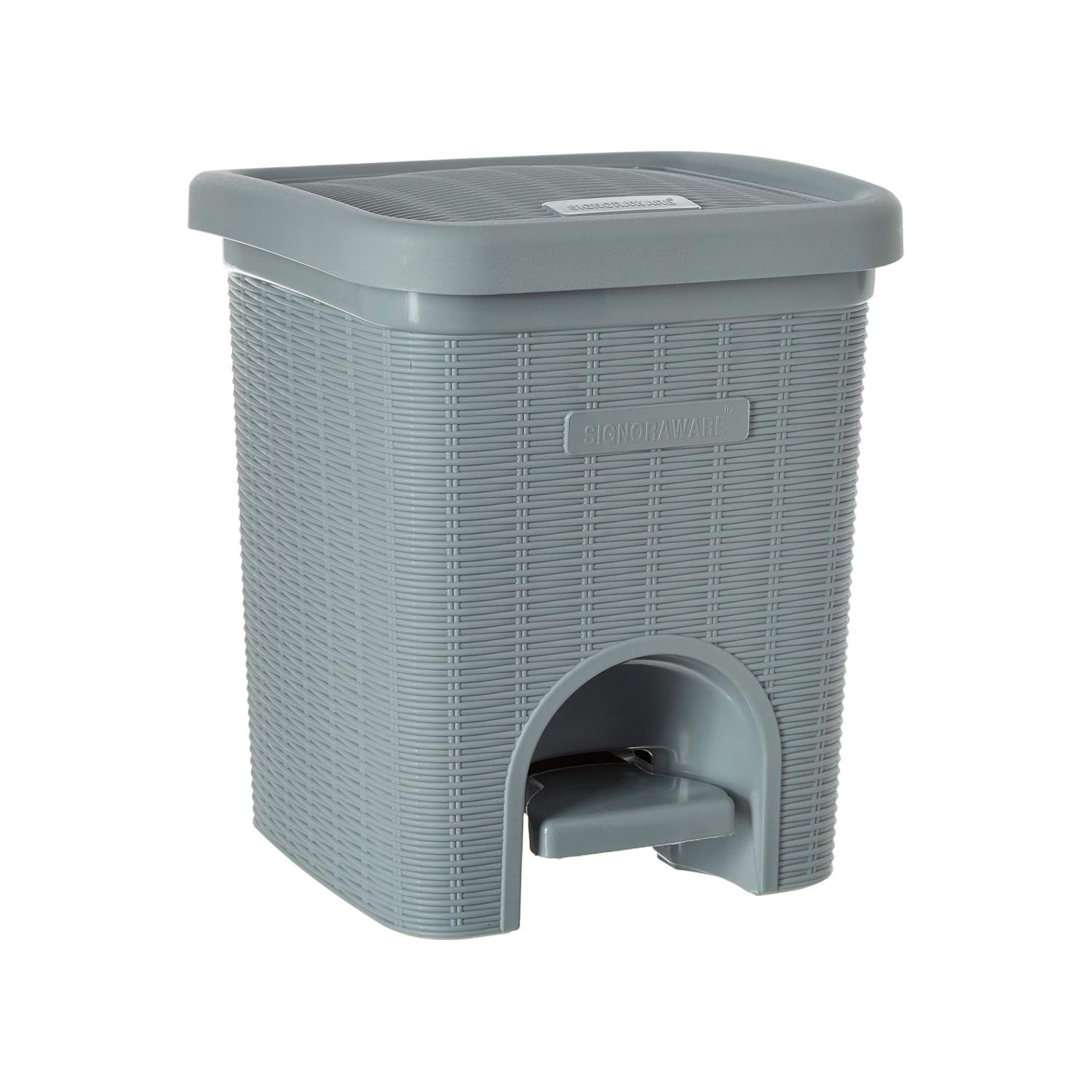 Signoraware 12 Liters Modern Lightweight Pedal Dustbin / Thrash Can Dustbins with Lid for Home Office / Non Garbage Smell / Unbreakable Single Mould / Heavy Duty Kitchen Bedroom Bathroom (12Ltr Grey)