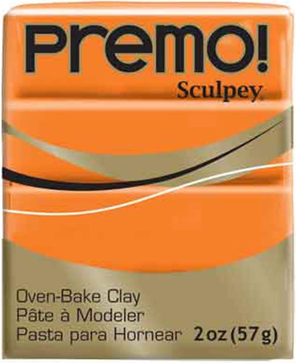Polyform Sculpey Premo™ Polymer Oven-Bake Clay, Orange, Non Toxic, 2 oz. bar, Great for jewelry making, holiday, DIY, mixed media and home décor projects. Premium clay perfect for clayers and artists.