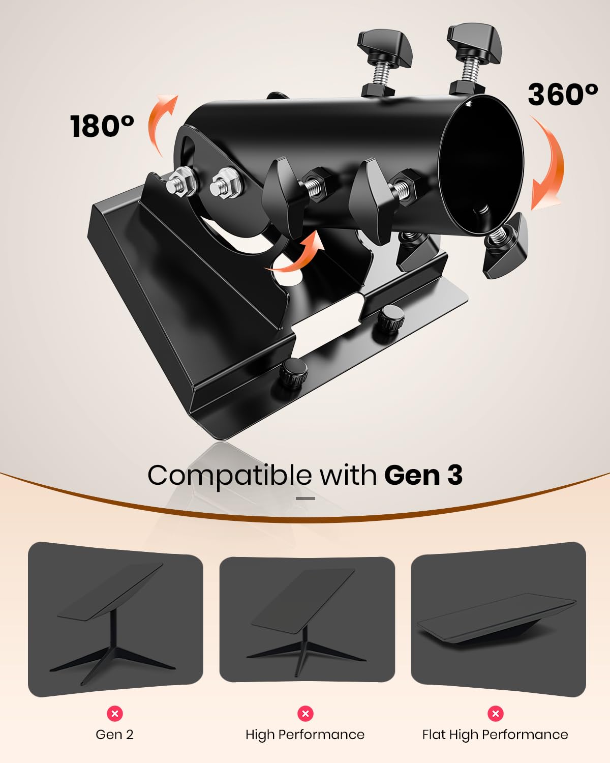 Adaptador de tubo Starlink Gen 3 de 360°, soporte de mástil Starlink, placa de montaje Starlink V3 para techo, compatible con la antena estándar Starlink, se adapta a mástiles de 28-54 mm