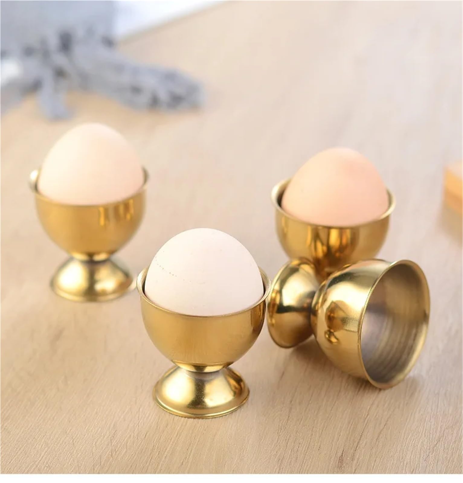 Coquetiers, Porte-œufs en Or et Argent, Support de Tasse Table, Outil Cuisine for Le Petit déjeuner, 4 pièces(Silver)