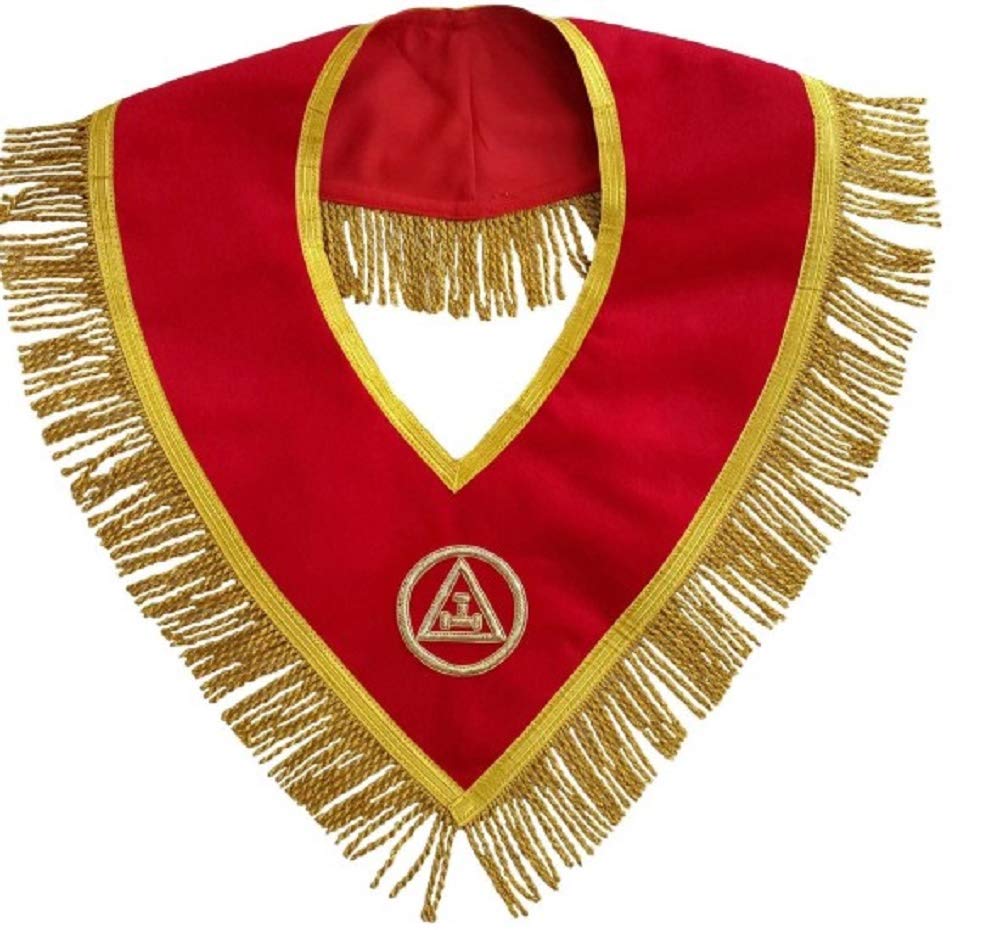 Massonic Regalia Royal Arch Mason Member collare ricamato a mano, 4 inch, Dorato metallizzato