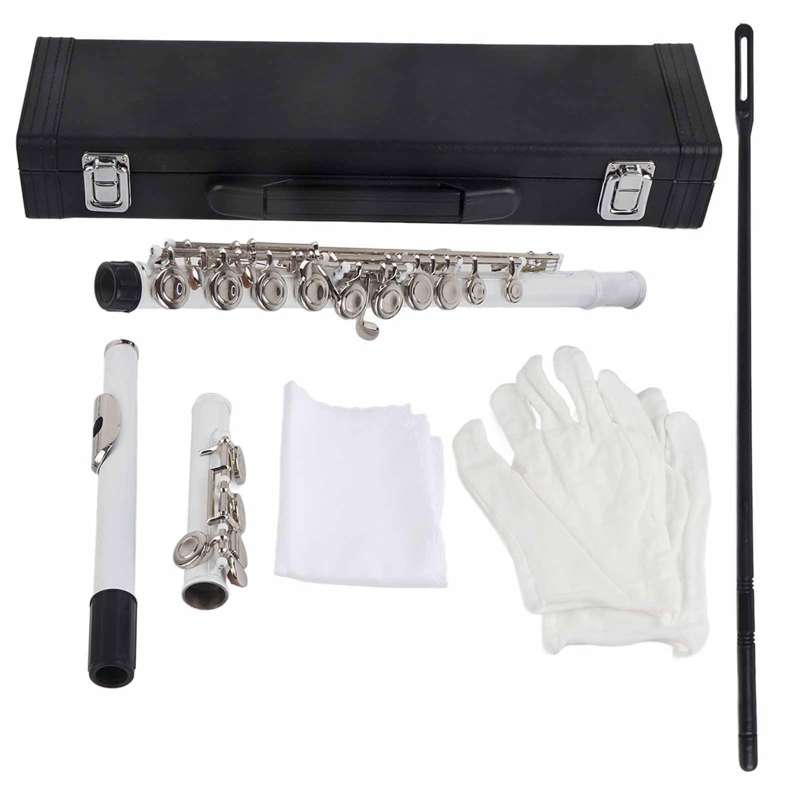 Yctze Flauta LADE C Key Flauta de Latón de 16 Orificios de Tela de Almacenamiento para Principiantes Juego de Cuidado de Limpiador de 6 Piezas Instrumentos Musicales/accesorios para (WHITE)