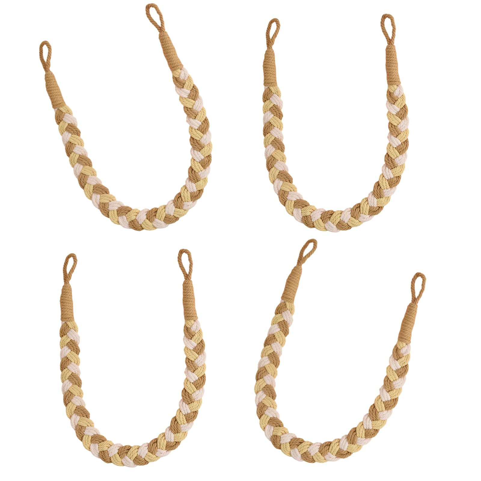 Pangboer Milk Coffee Bedroom Curtain Drape Tiebacks Set Of 4, Braided Textile Rope Holdbacks With Wraparound Design For Living Room Panels Curtain Tie Rope Drapery Holdbacks Wraparound Panel Ties Home Decor Indoor Drape