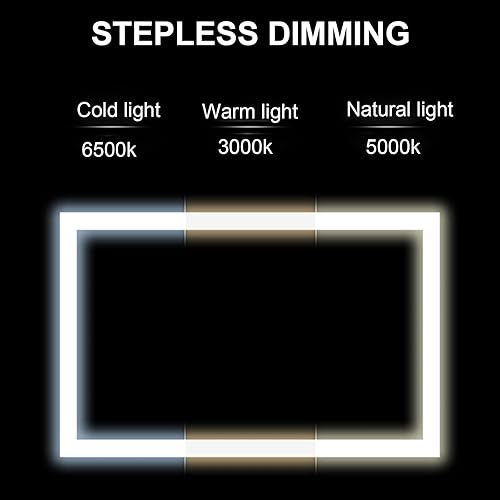 Miniatura 5 de Espejo de 3 vías para corte de cabello propio, espejo de 360 con luces LED, espejo triple de brillo ajustable con ganchos telescópicos ajustables de