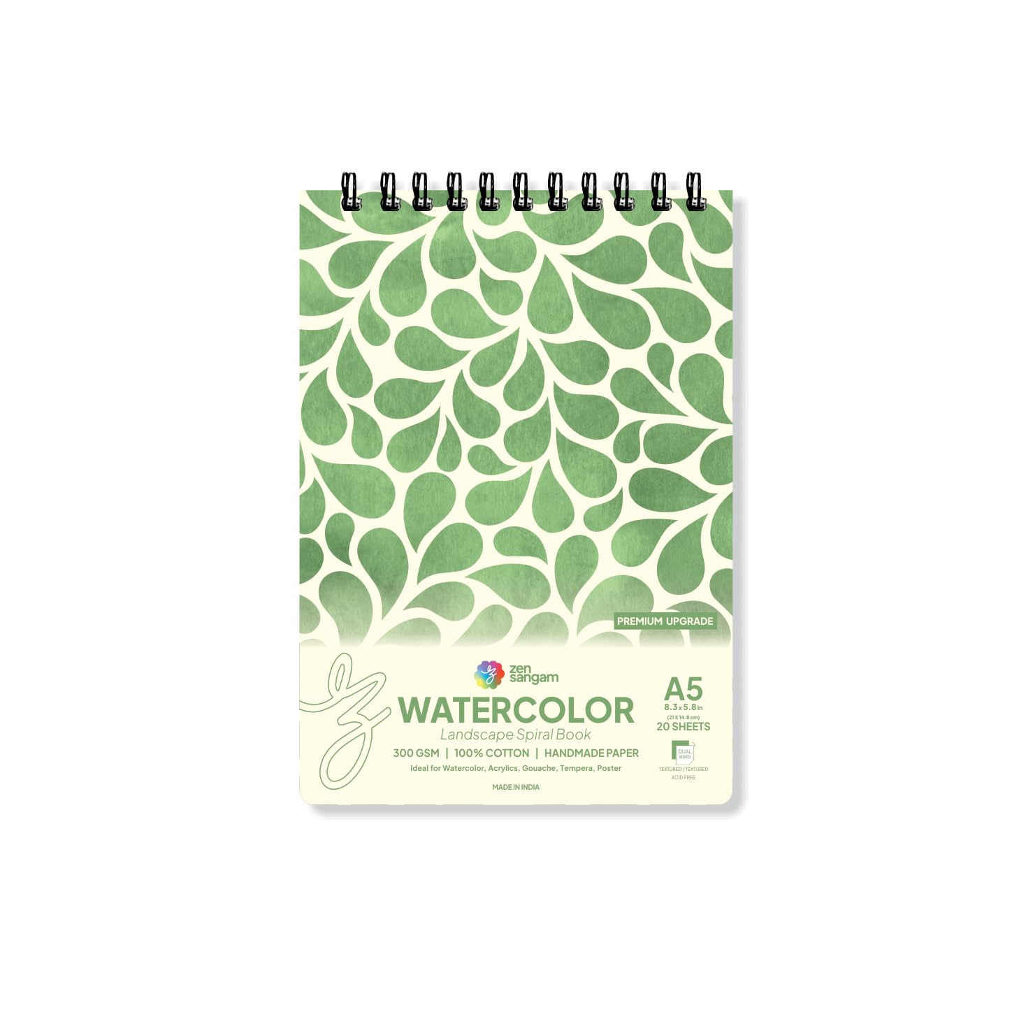 Zen Sangam Express your Mind Zen Sangam Watercolor Book - Spiral Landscape - 300 Gsm Cold Pressed - A5 Size (21 X 14.8 Cm) - 20 Sheets (40 Pages) For Beginners And Self Taught Artists - Premium-image-12